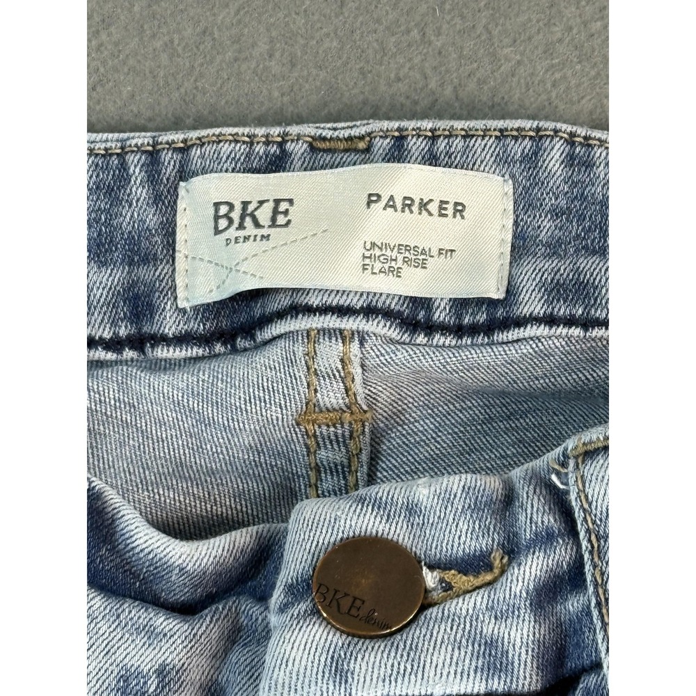 BKE Parker Jeans Womens 27x32 Light Wash Blue High Rise Flare Distressed Denim - Picture 3 of 12